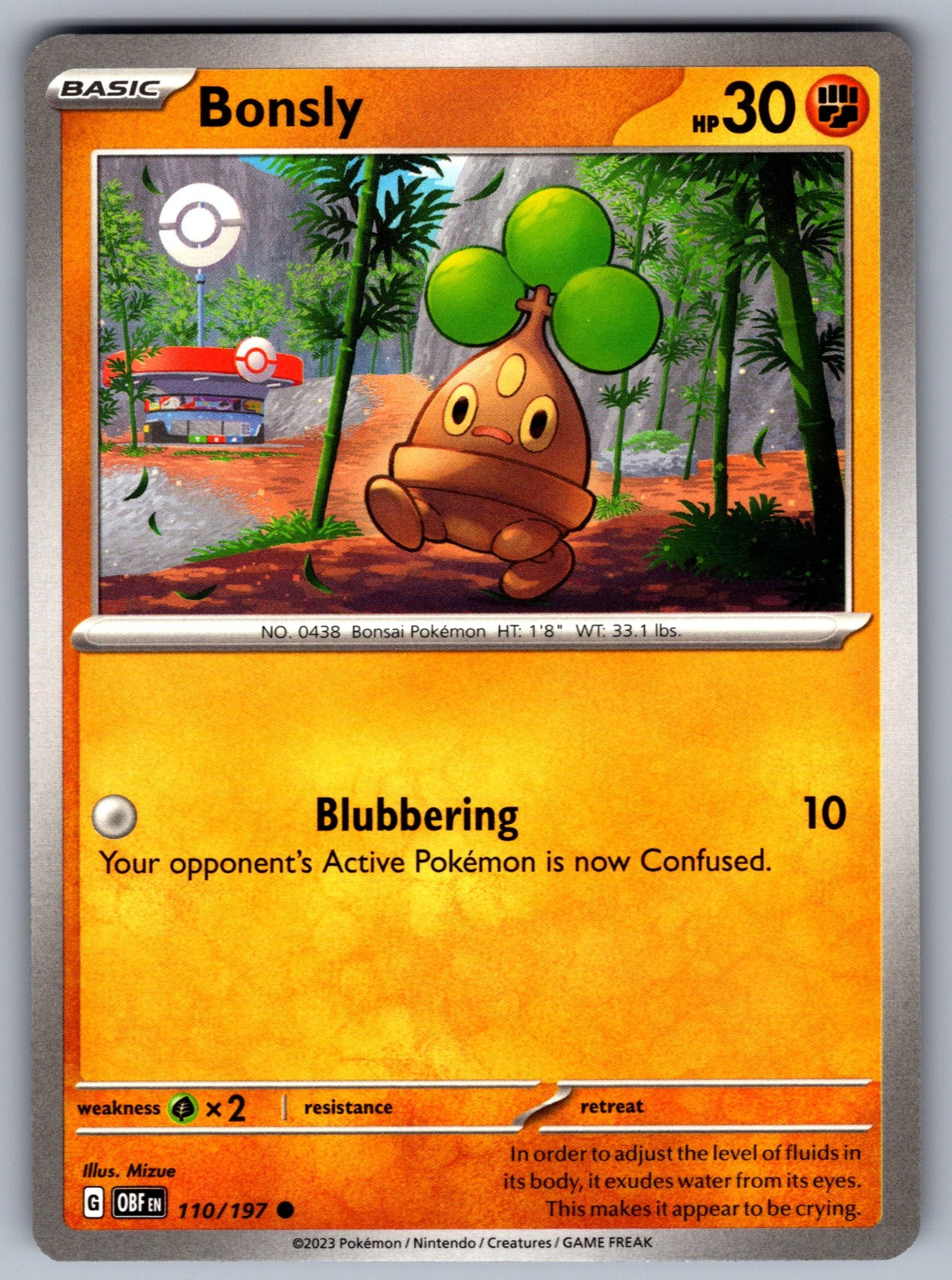 Bonsly Common SV03: Obsidian Flames 110/197 NM 2023