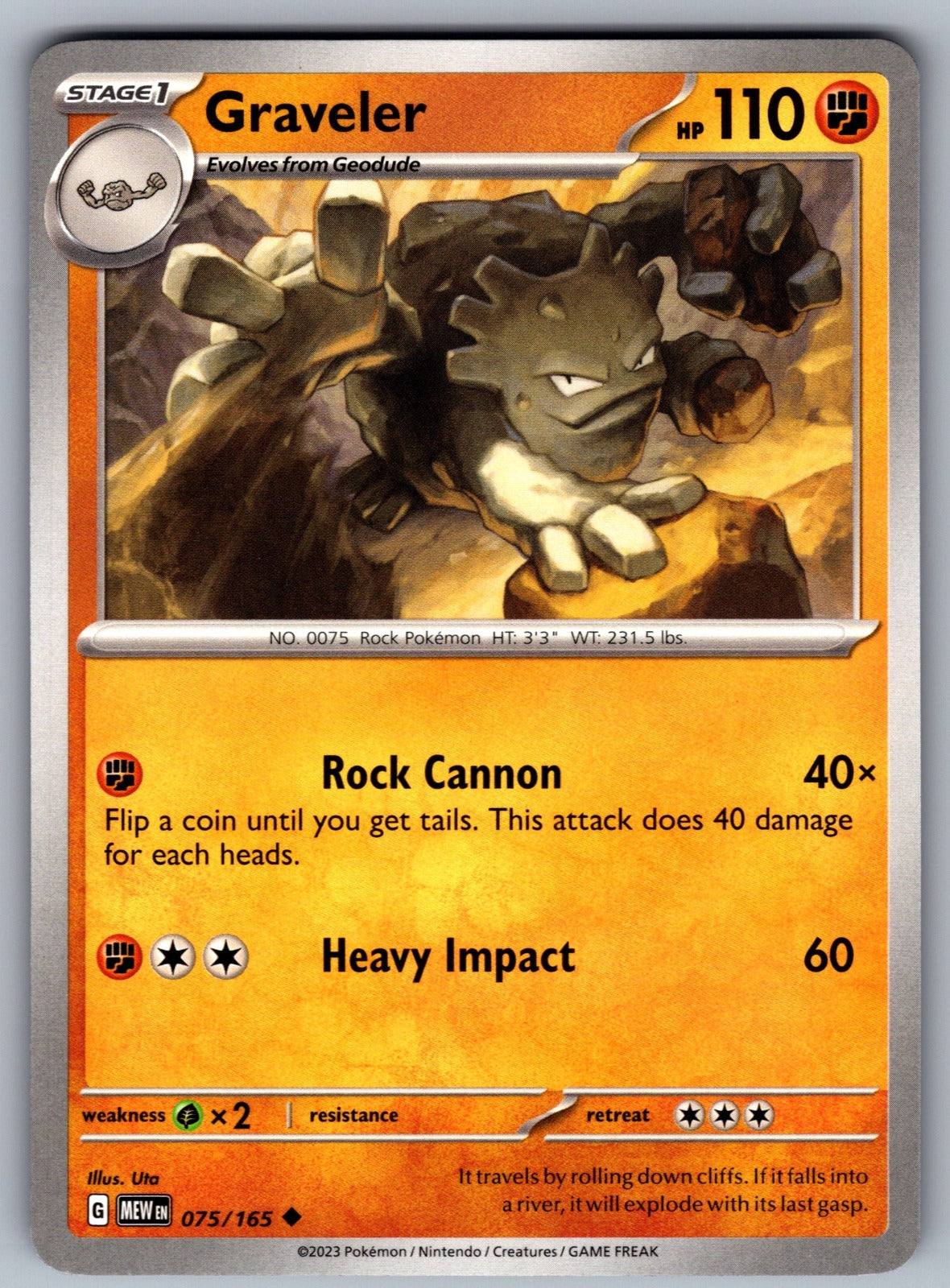 Graveler Uncommon SV: Scarlet & Violet 151 075/165 NM 2023