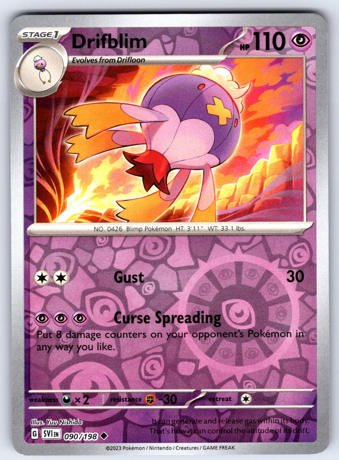 Drifblim Reverse Holo Uncommon SV01: Scarlet & Violet Base Set 090/198 NM 2023