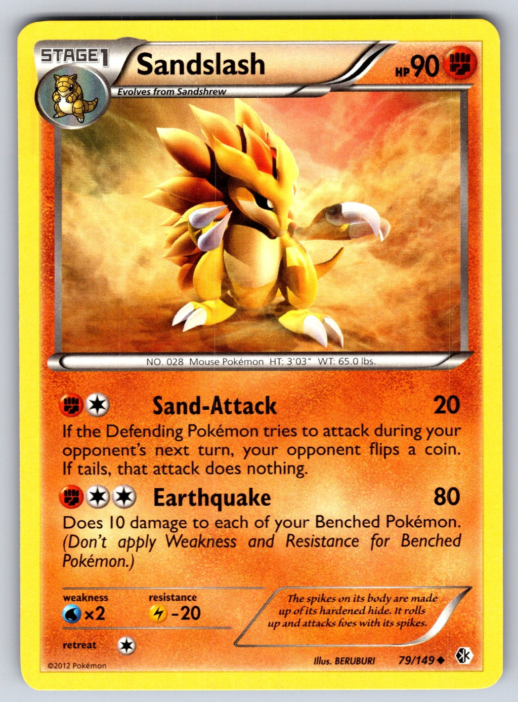 Sandslash Uncommon Boundaries Crossed 79/149 LP 2012