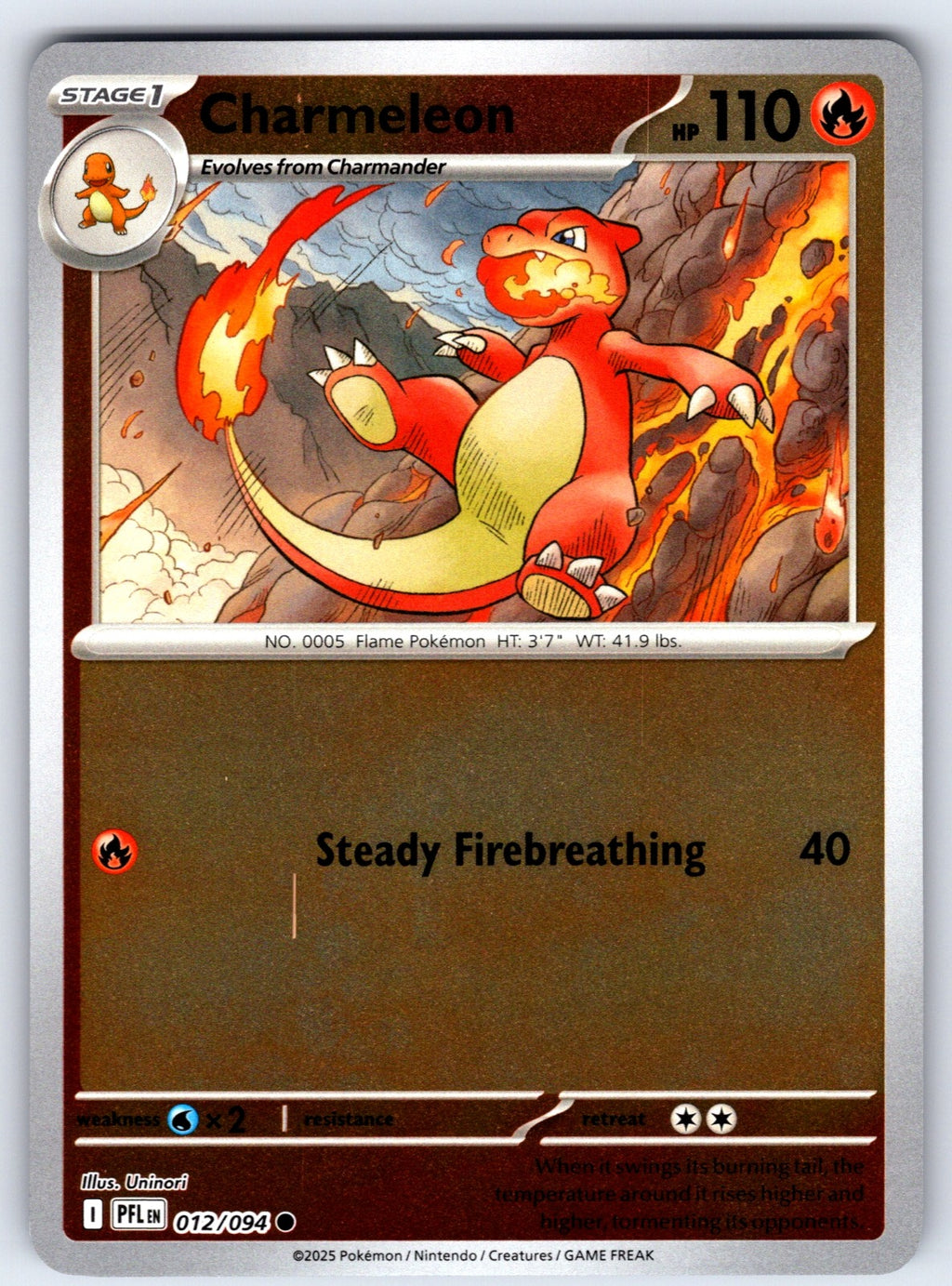 Charmeleon Reverse Holo Common ME02: Phantasmal Flames 012/094 NM 2025