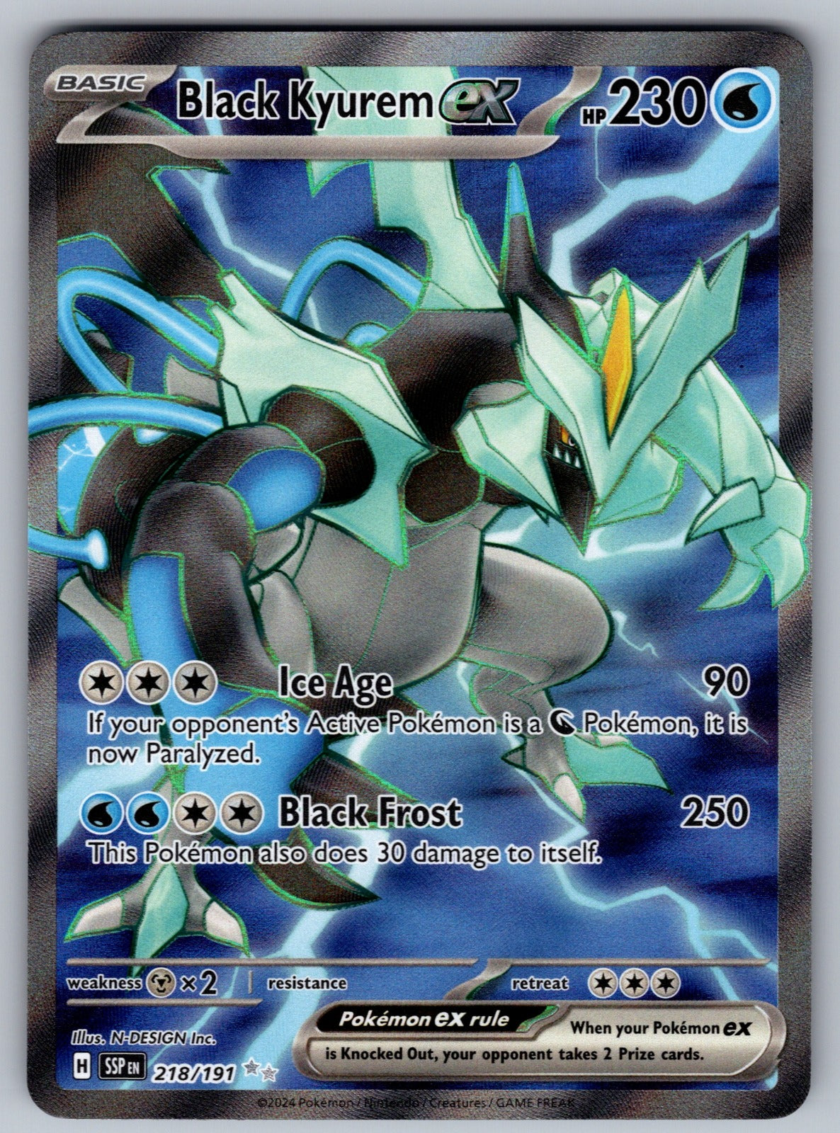 Black Kyurem ex - Holo Ultra Rare SV08: Surging Sparks 218/191 NM 2024
