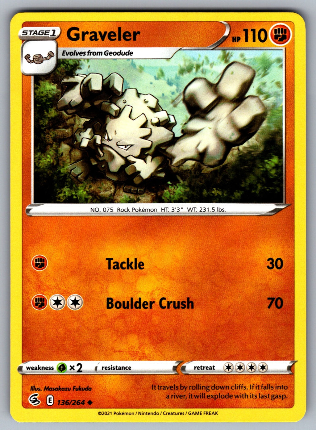 Graveler Uncommon SWSH08: Fusion Strike 136/264 NM 2021