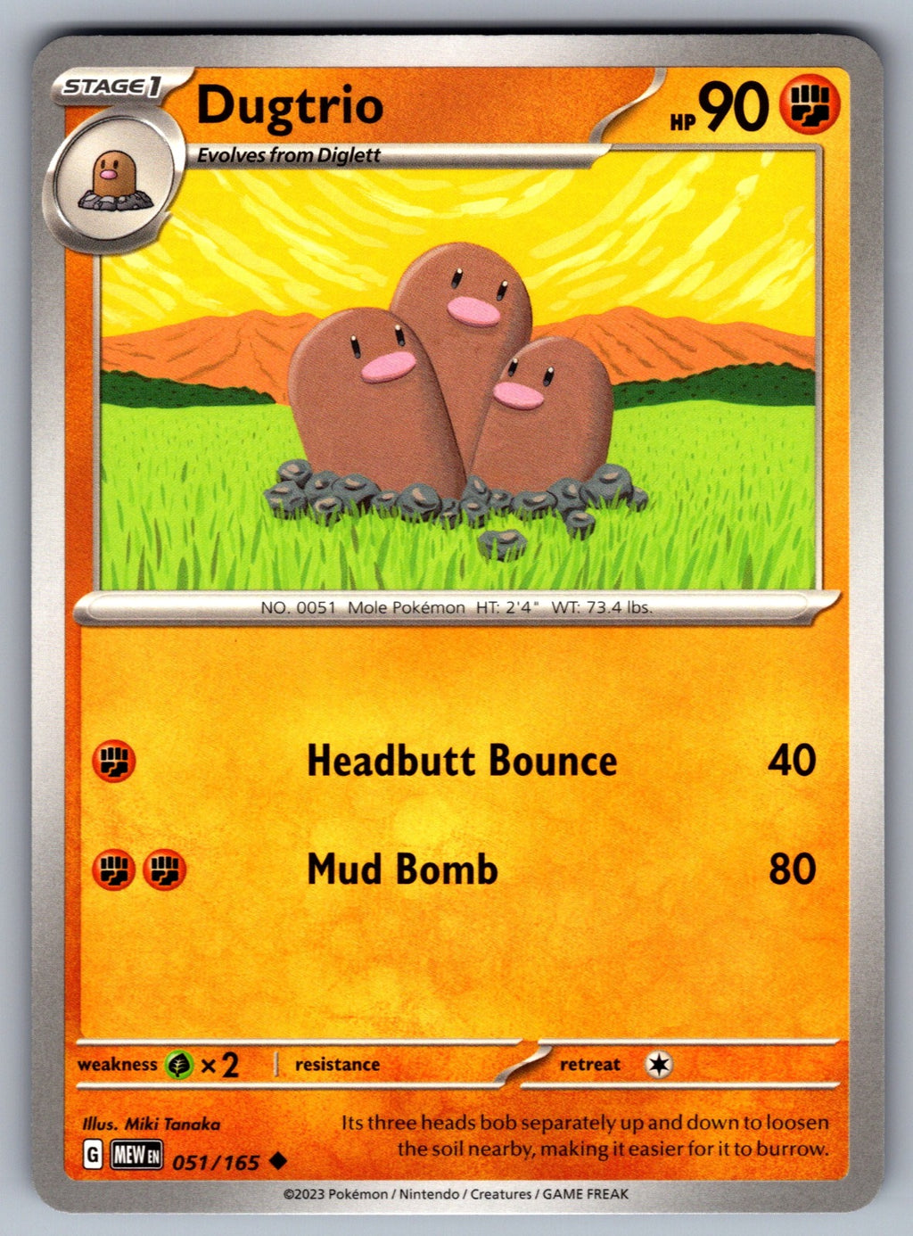 Dugtrio Uncommon SV: Scarlet & Violet 151 051/165 NM 2023