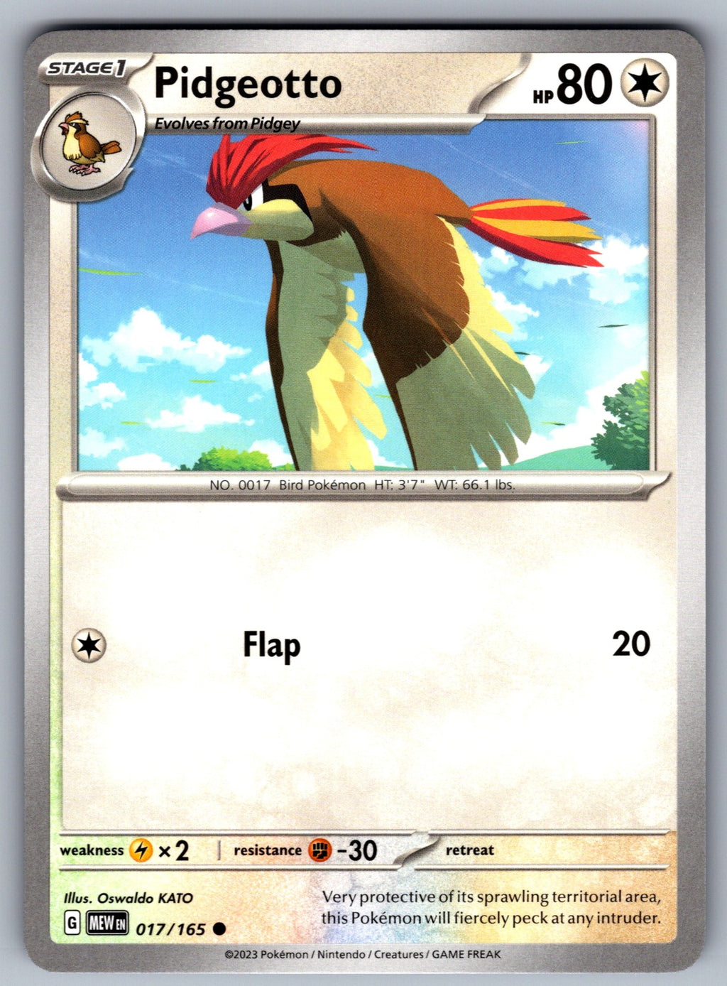 Pidgeotto Common SV: Scarlet & Violet 151 017/165 NM 2023