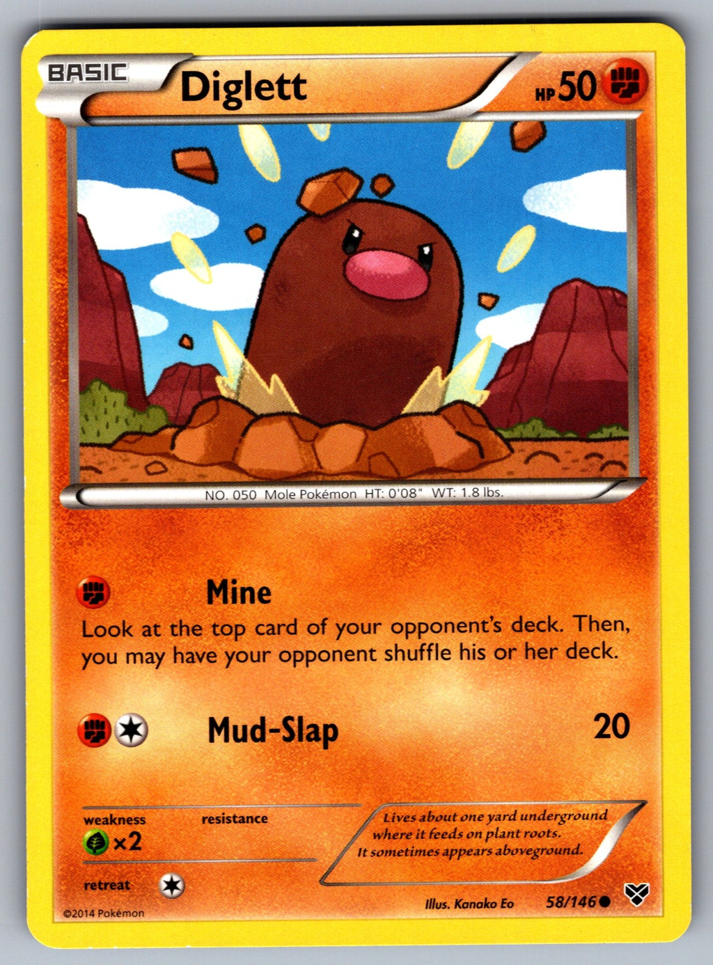 Diglett Common XY Base Set 58/146 LP 2014