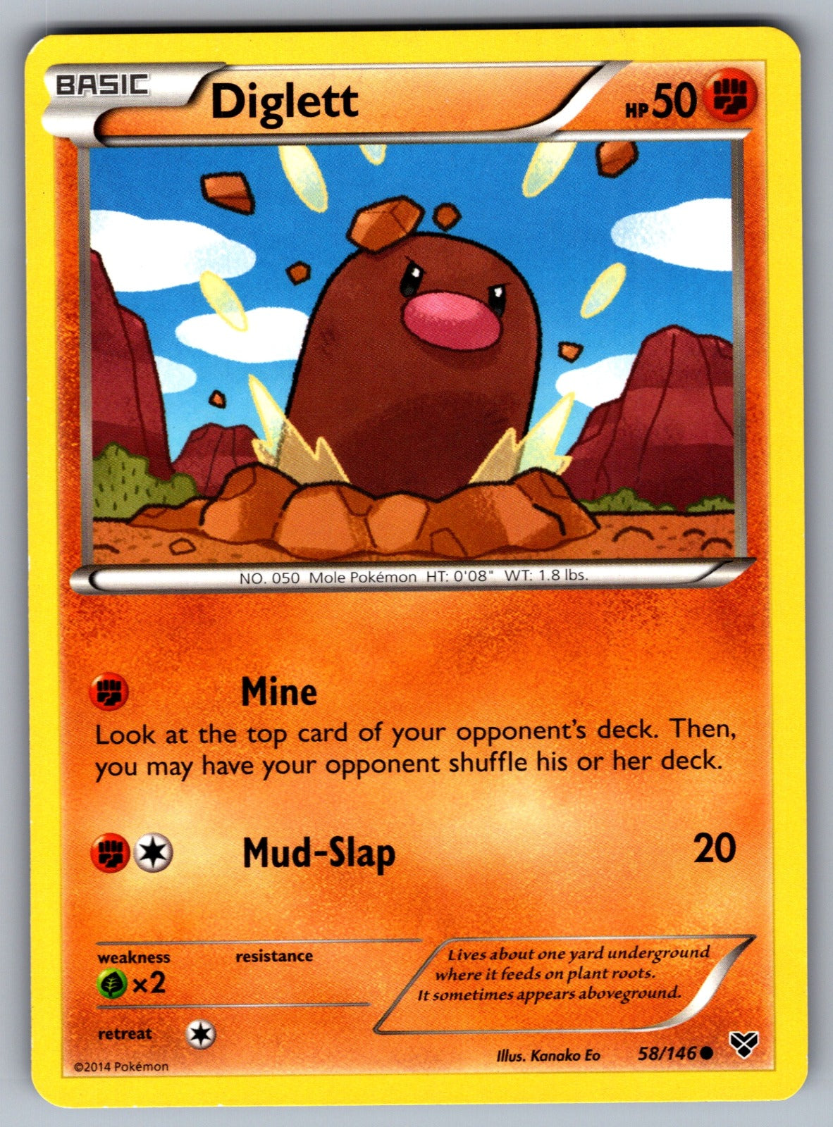 Diglett Common XY Base Set 58/146 LP 2014