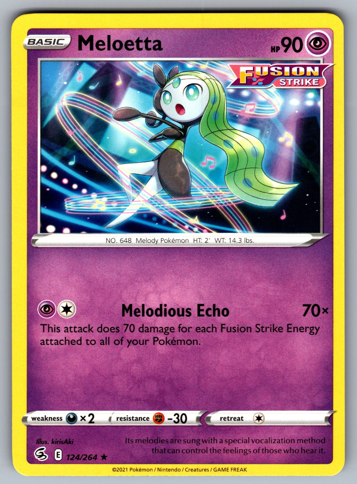 Meloetta Rare SWSH08: Fusion Strike 124/264 NM 2021