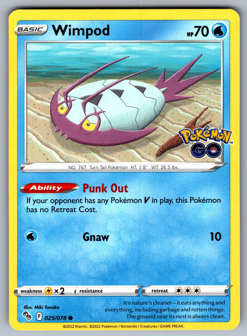 Wimpod Common Pokemon GO 025/078 NM 2022