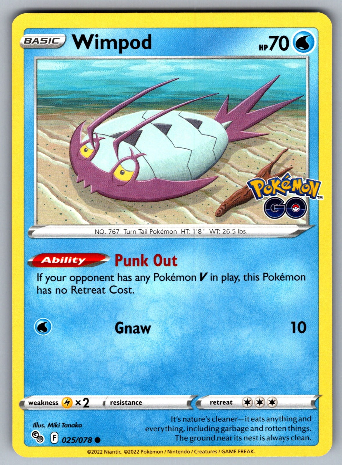 Wimpod Common Pokemon GO 025/078 NM 2022