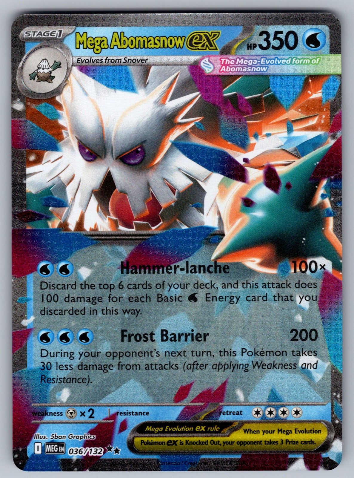 Mega Abomasnow ex - Holo Double Rare ME01: Mega Evolution 036/132 NM 2025
