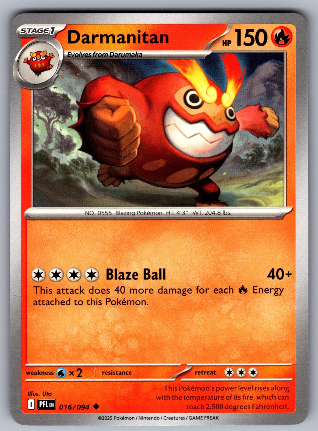 Darmanitan Uncommon ME02: Phantasmal Flames 016/094 NM 2025