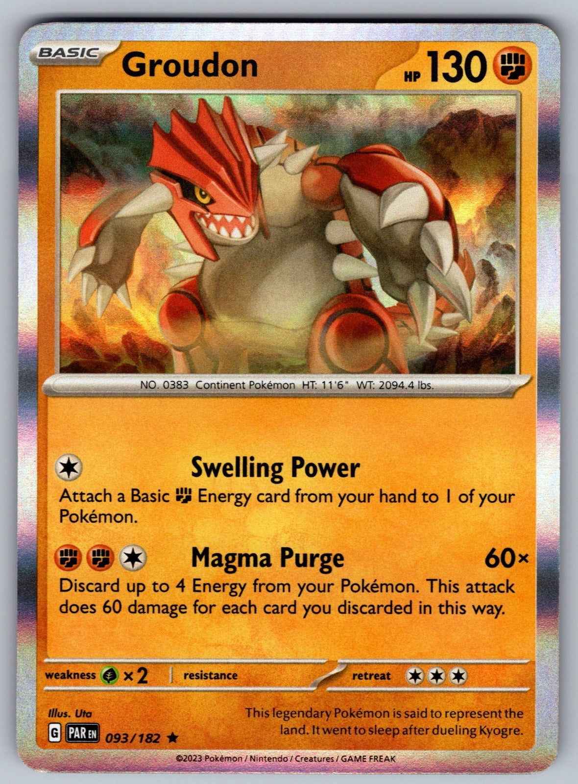 Groudon - Holo Rare SV04: Paradox Rift 093/182 NM 2023