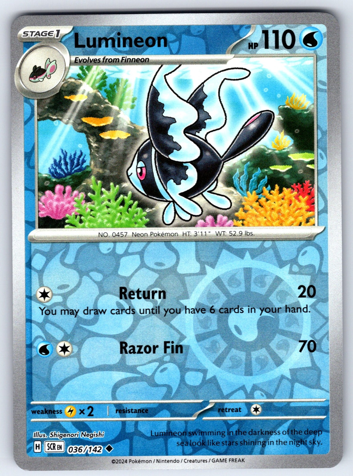 Lumineon Reverse Holo Uncommon SV07: Stellar Crown 036/142 NM 2024