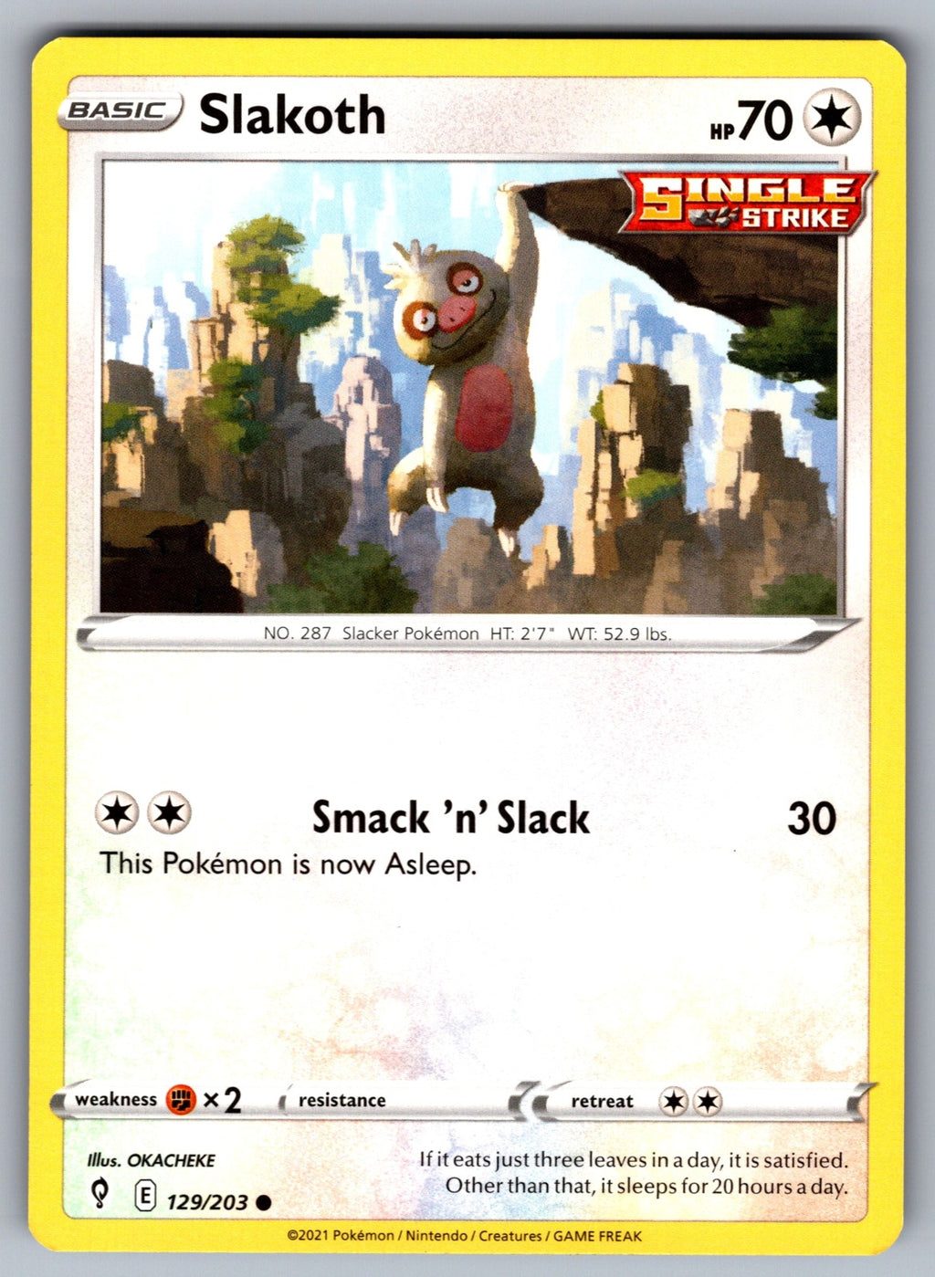 Slakoth Common SWSH07: Evolving Skies 129/203 NM 2021