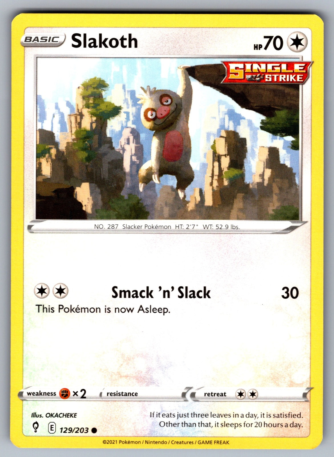 Slakoth Common SWSH07: Evolving Skies 129/203 NM 2021