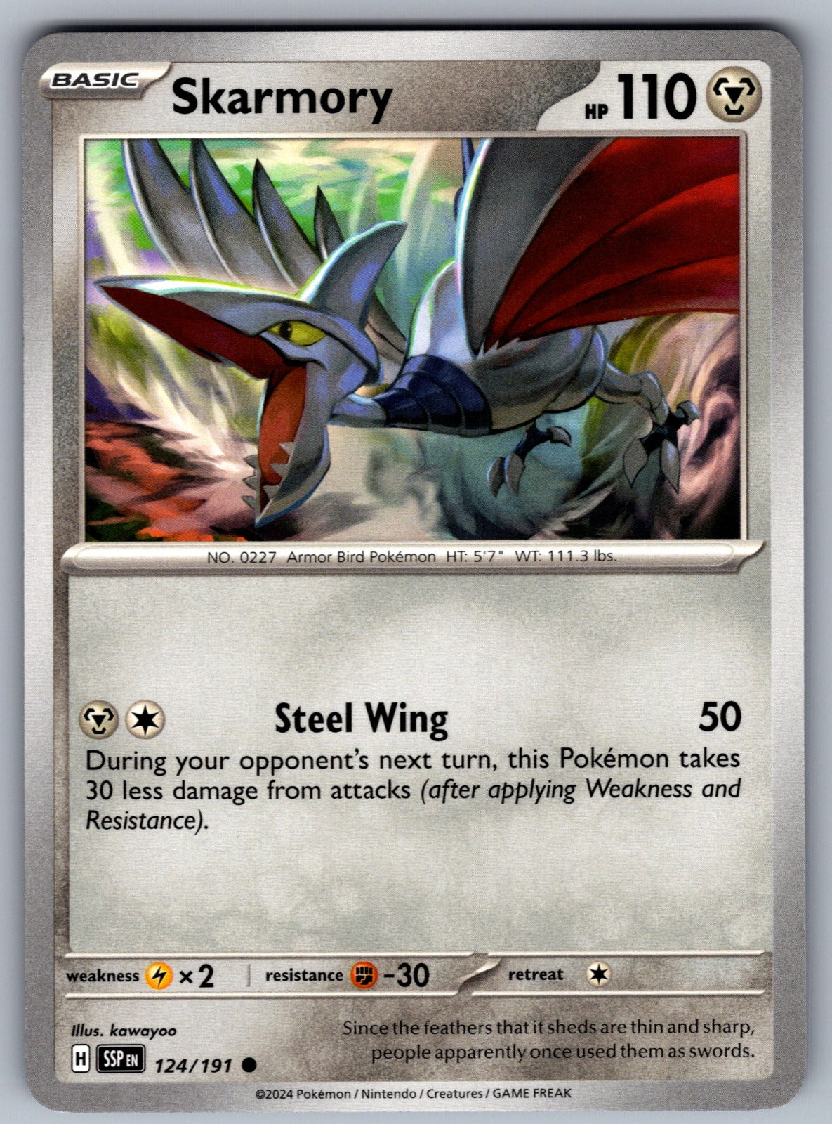 Skarmory Common SV08: Surging Sparks 124/191 NM 2024