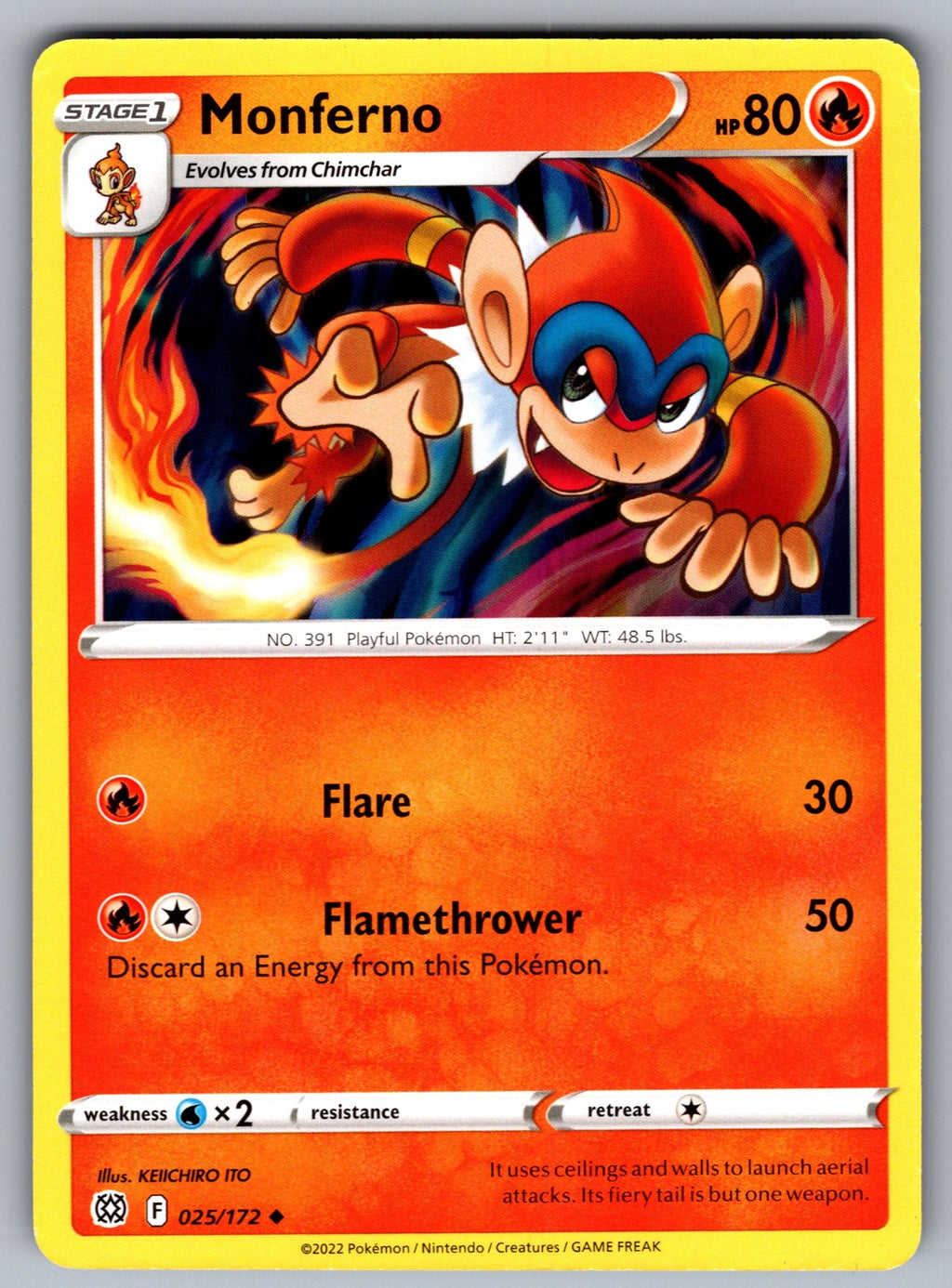 Monferno Uncommon SWSH09: Brilliant Stars 025/172 NM 2022