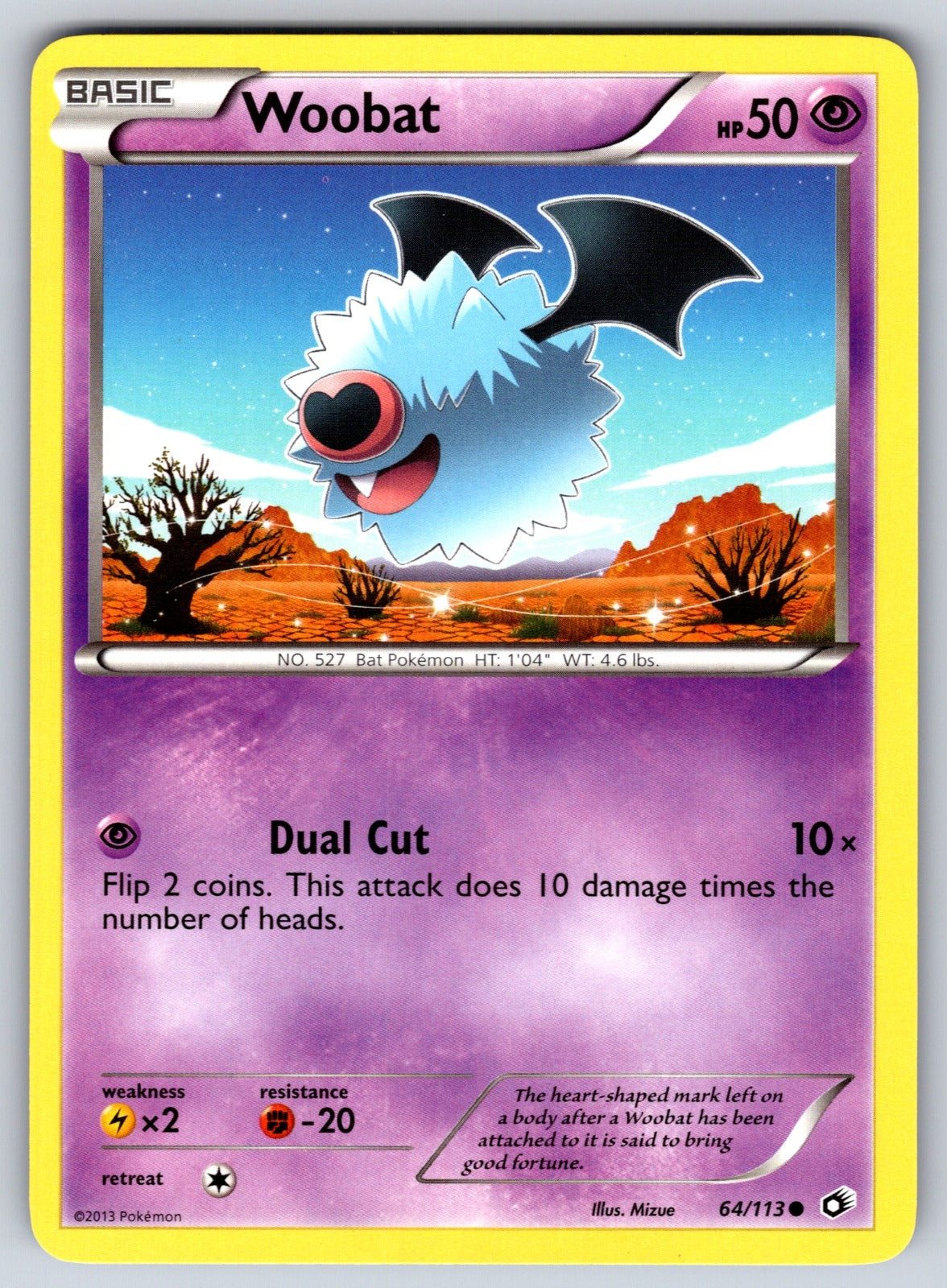 Woobat Common Legendary Treasures 64/113 LP 2013
