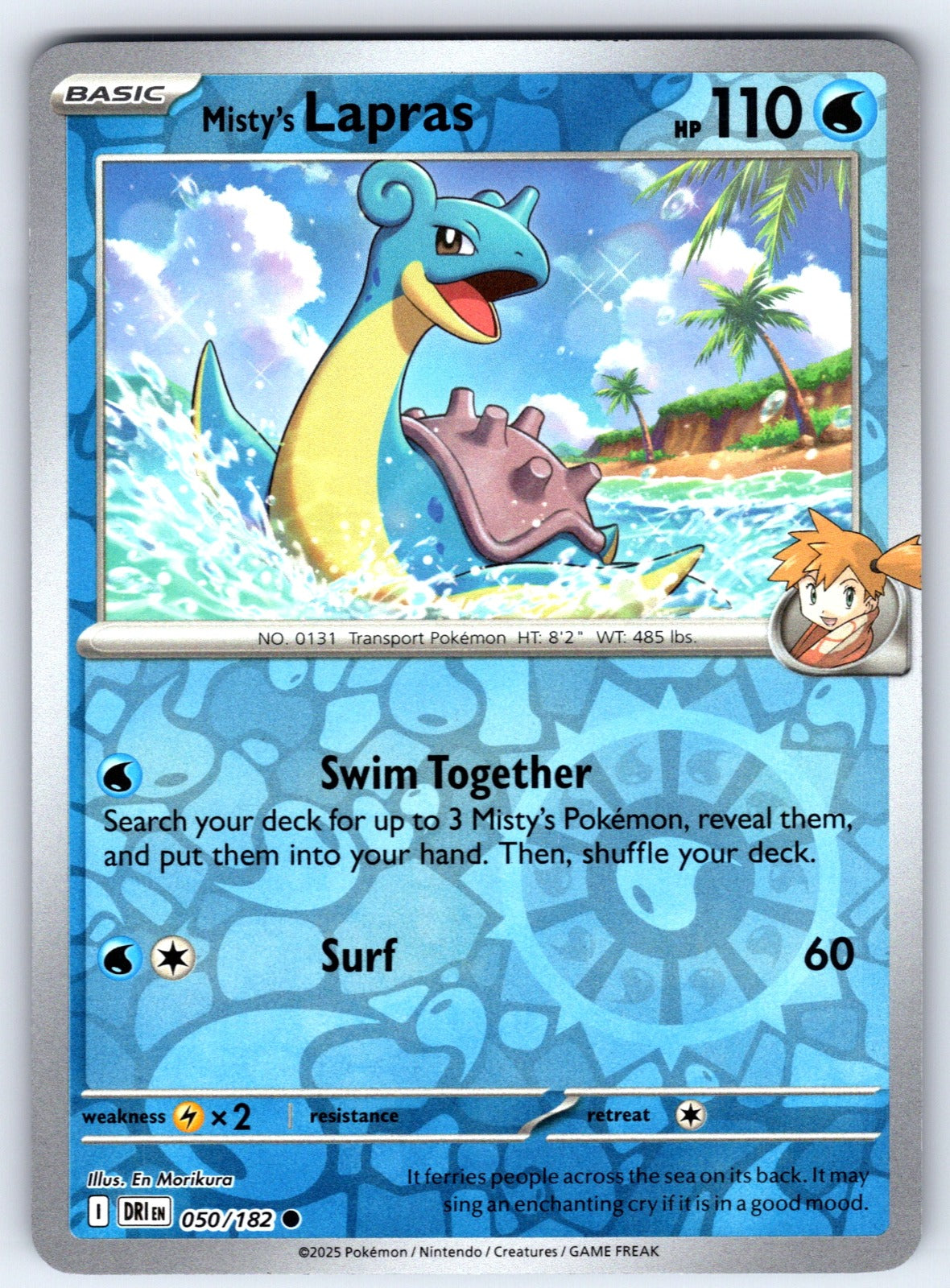 Misty's Lapras Reverse Holo Common SV10: Destined Rivals 050/182 NM 2025