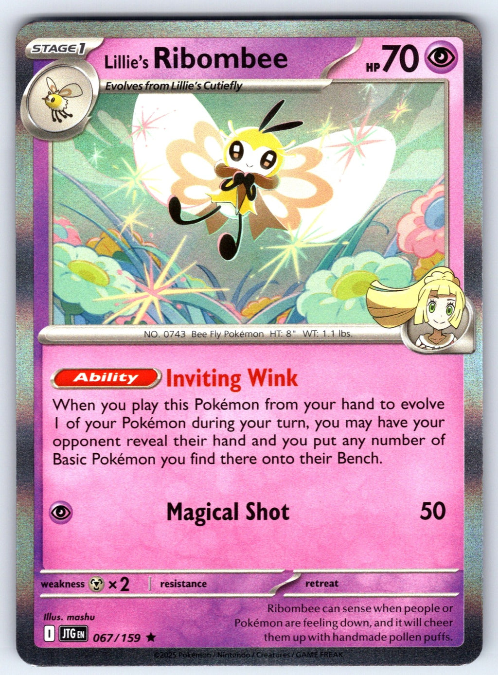 Lillie's Ribombee Holo Rare SV09: Journey Together 067/159 NM 2025