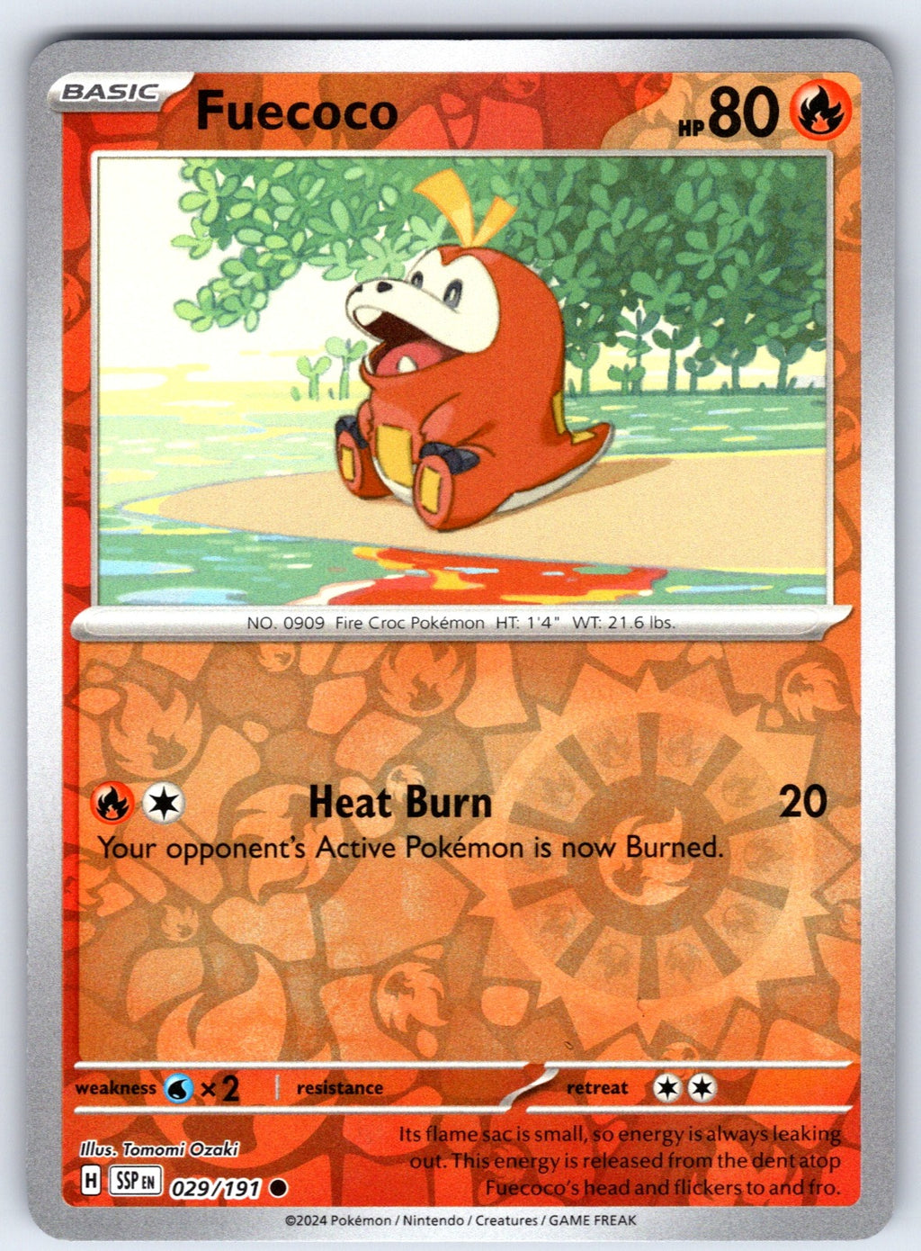 Fuecoco Reverse Holo Common SV08: Surging Sparks 029/191 NM 2024
