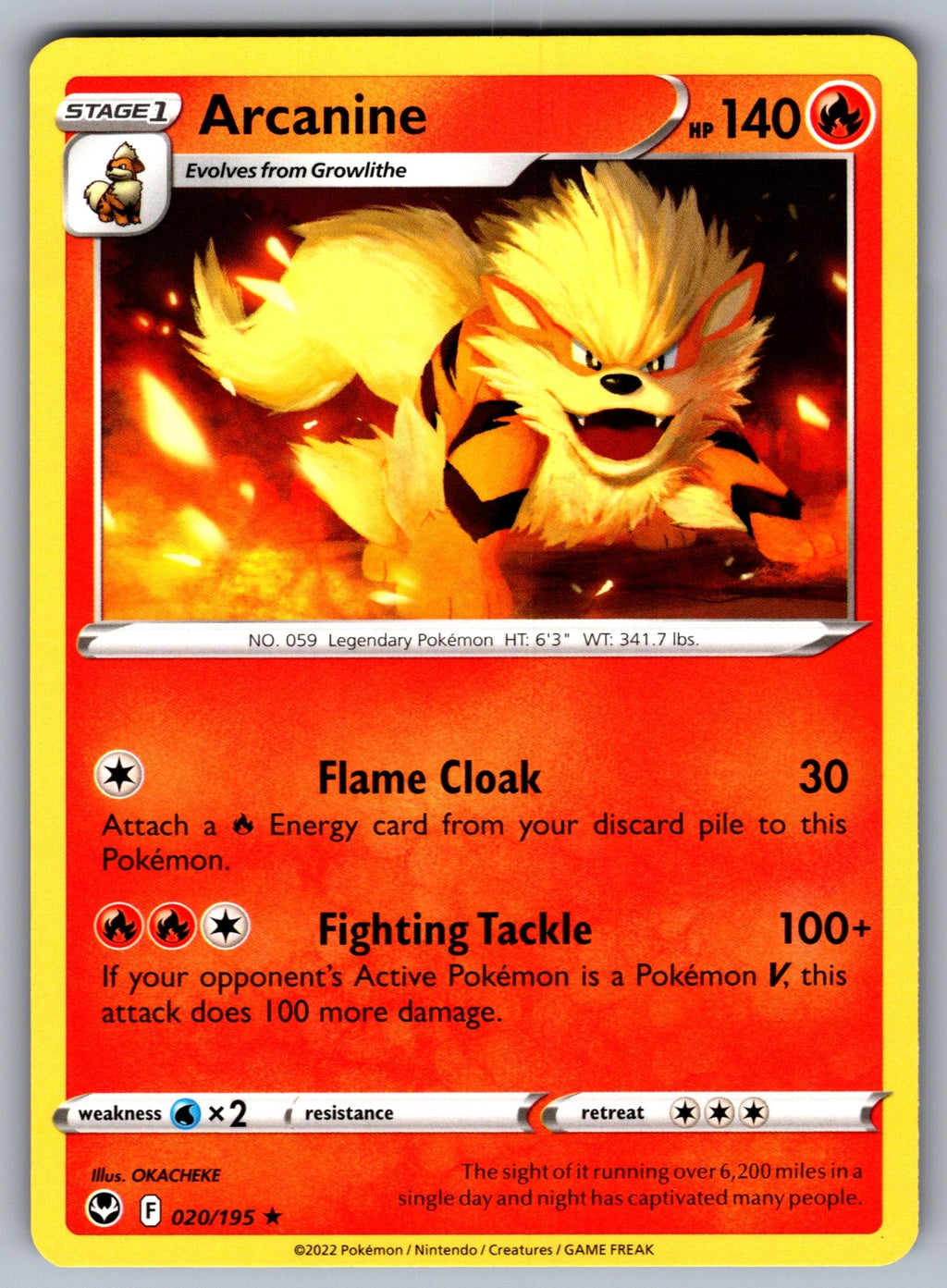 Arcanine Rare SWSH12: Silver Tempest 020/195 NM 2022