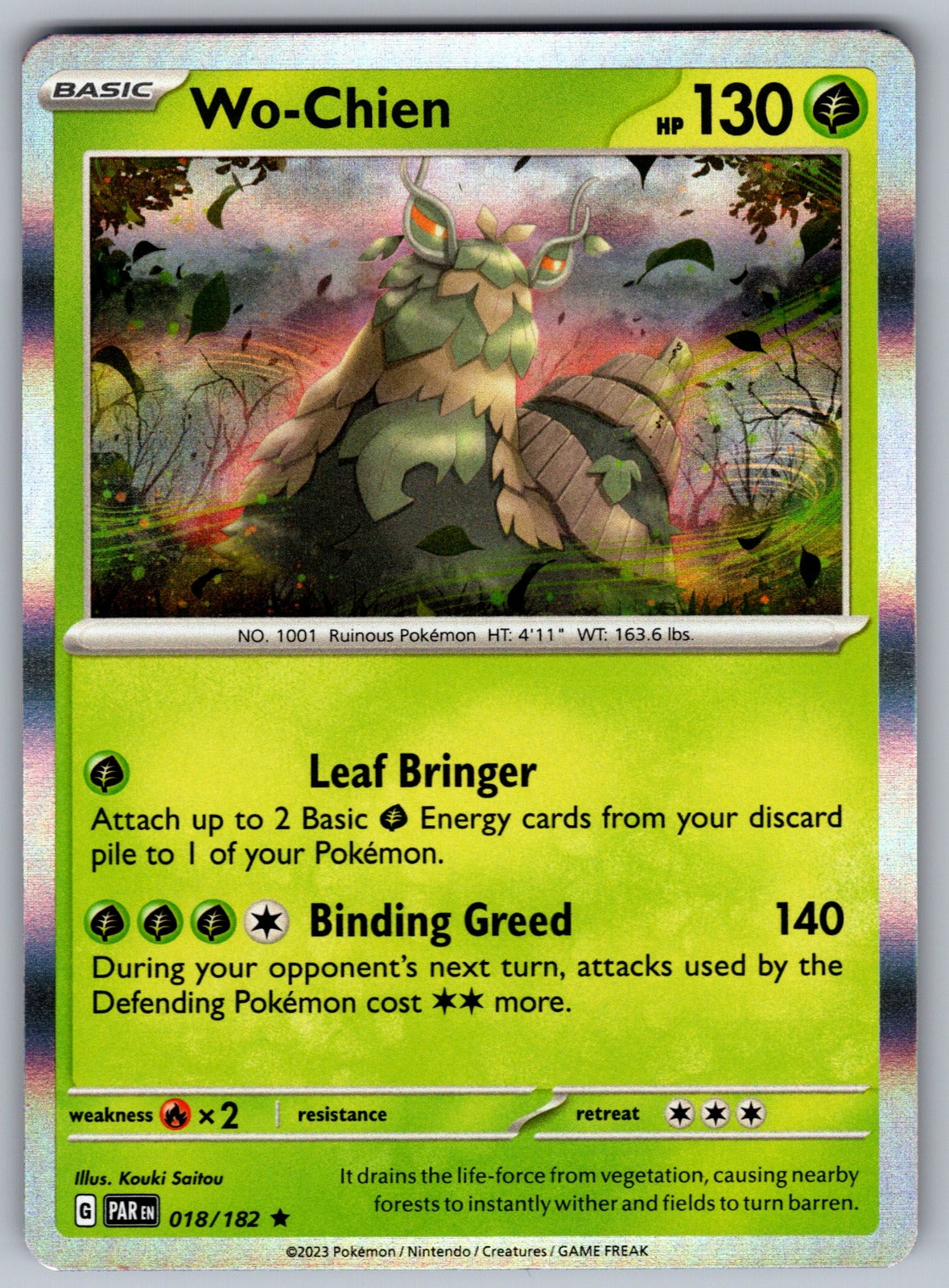 Wo-Chien Holo Rare SV04: Paradox Rift 018/182 NM 2023
