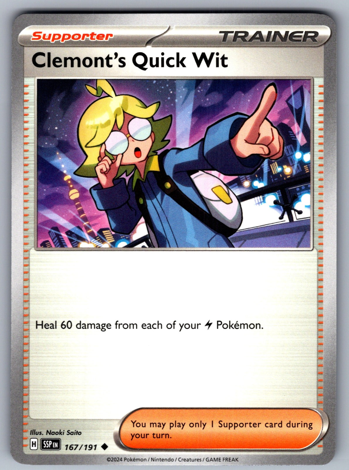 Clemont's Quick Wit Uncommon SV08: Surging Sparks 167/191 NM 2024