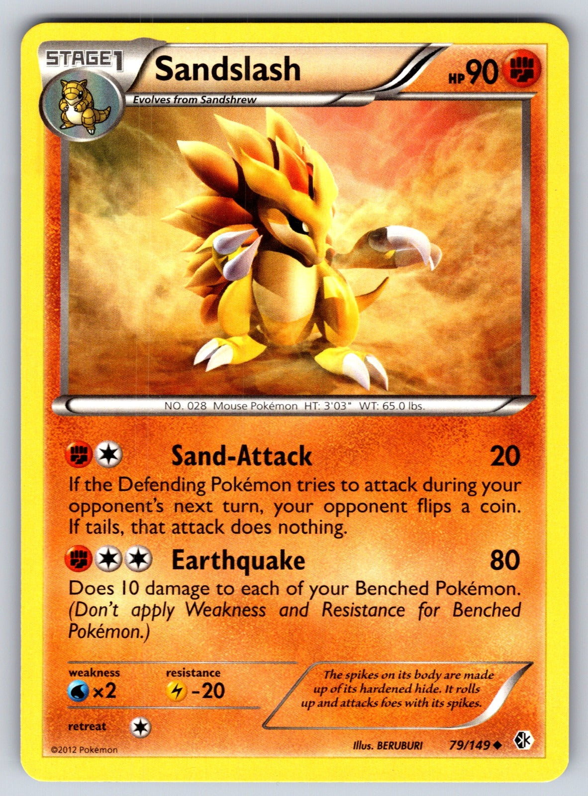 Sandslash Uncommon Boundaries Crossed 79/149 LP 2012