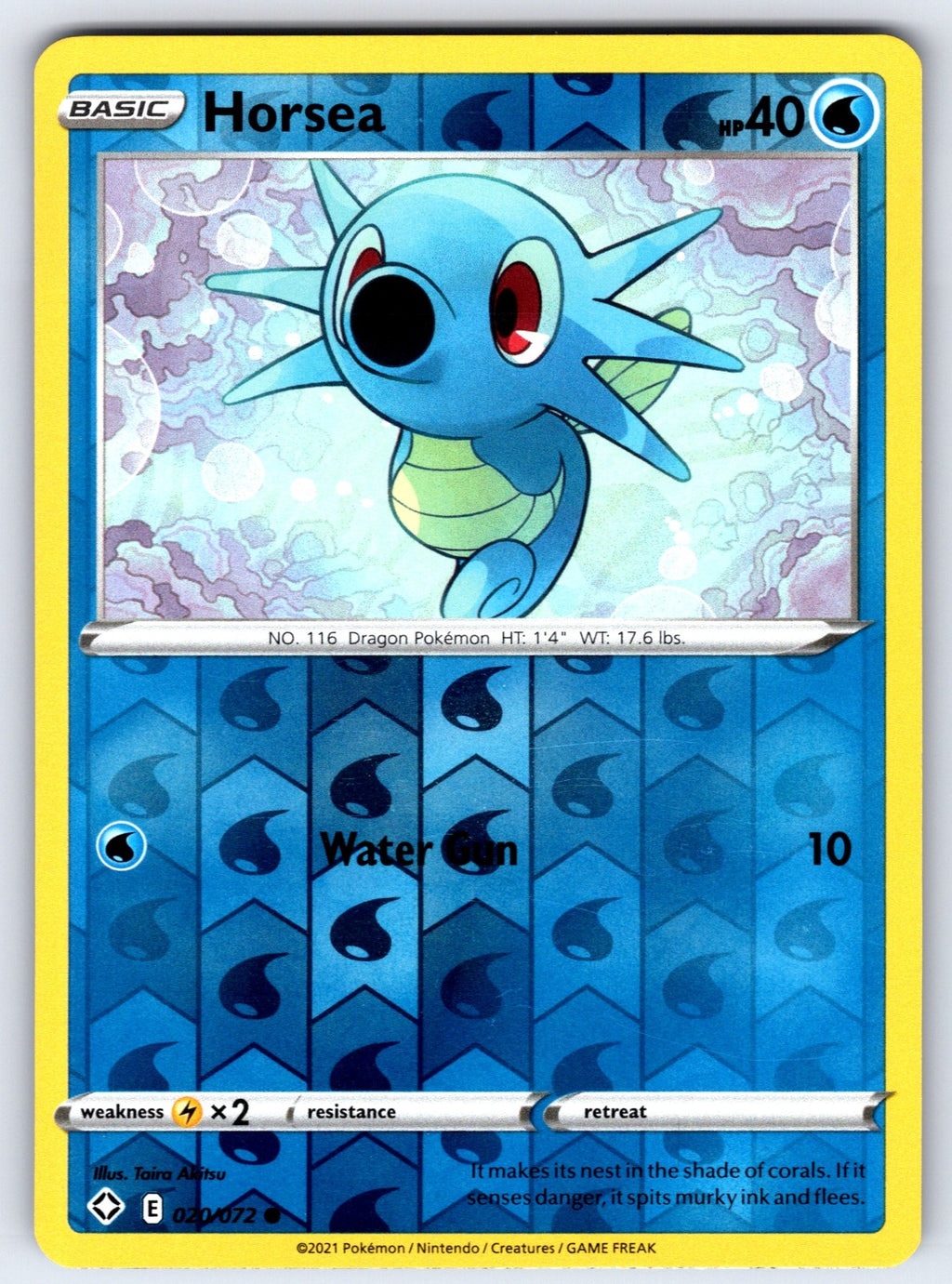 Horsea Reverse Holo Common Shining Fates 020/072 NM 2021