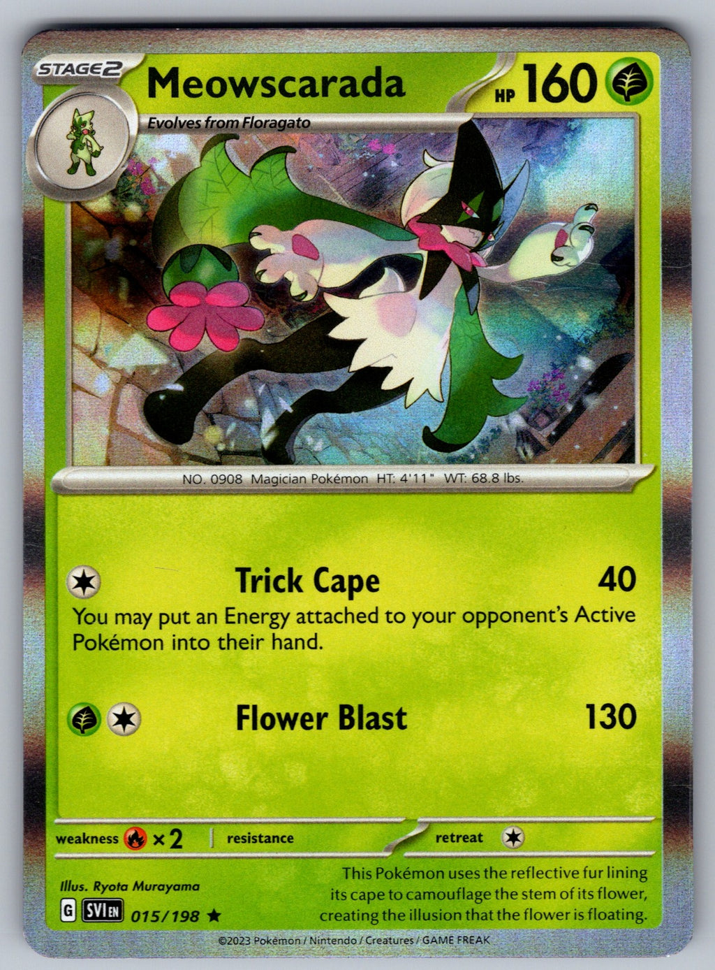 Meowscarada Holo Rare SV01: Scarlet & Violet Base Set 015/198 NM 2023