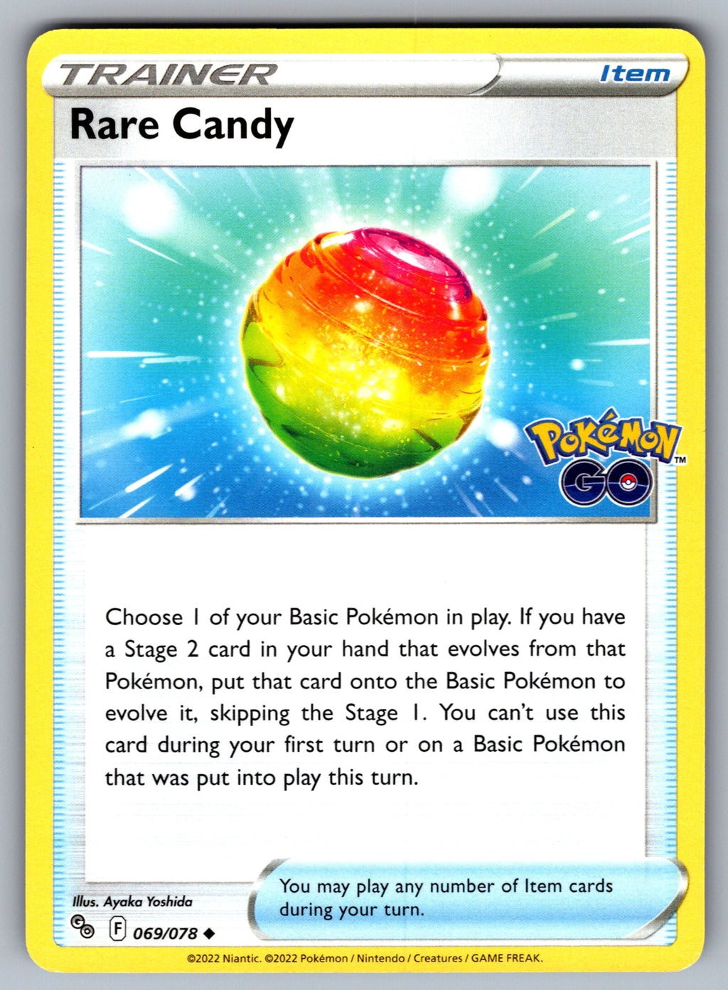 Rare Candy Uncommon Pokemon GO 069/078 NM 2022