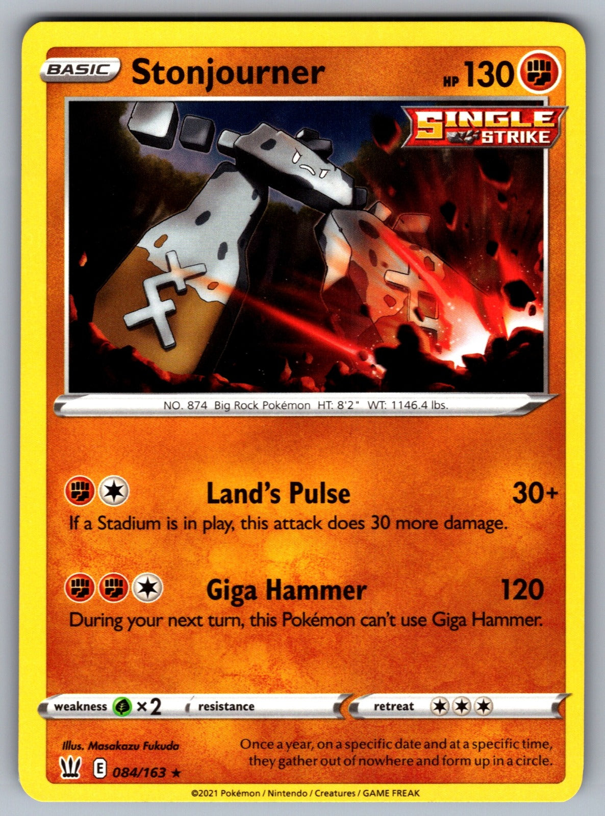 Stonjourner Rare SWSH05: Battle Styles 084/163 NM 2021