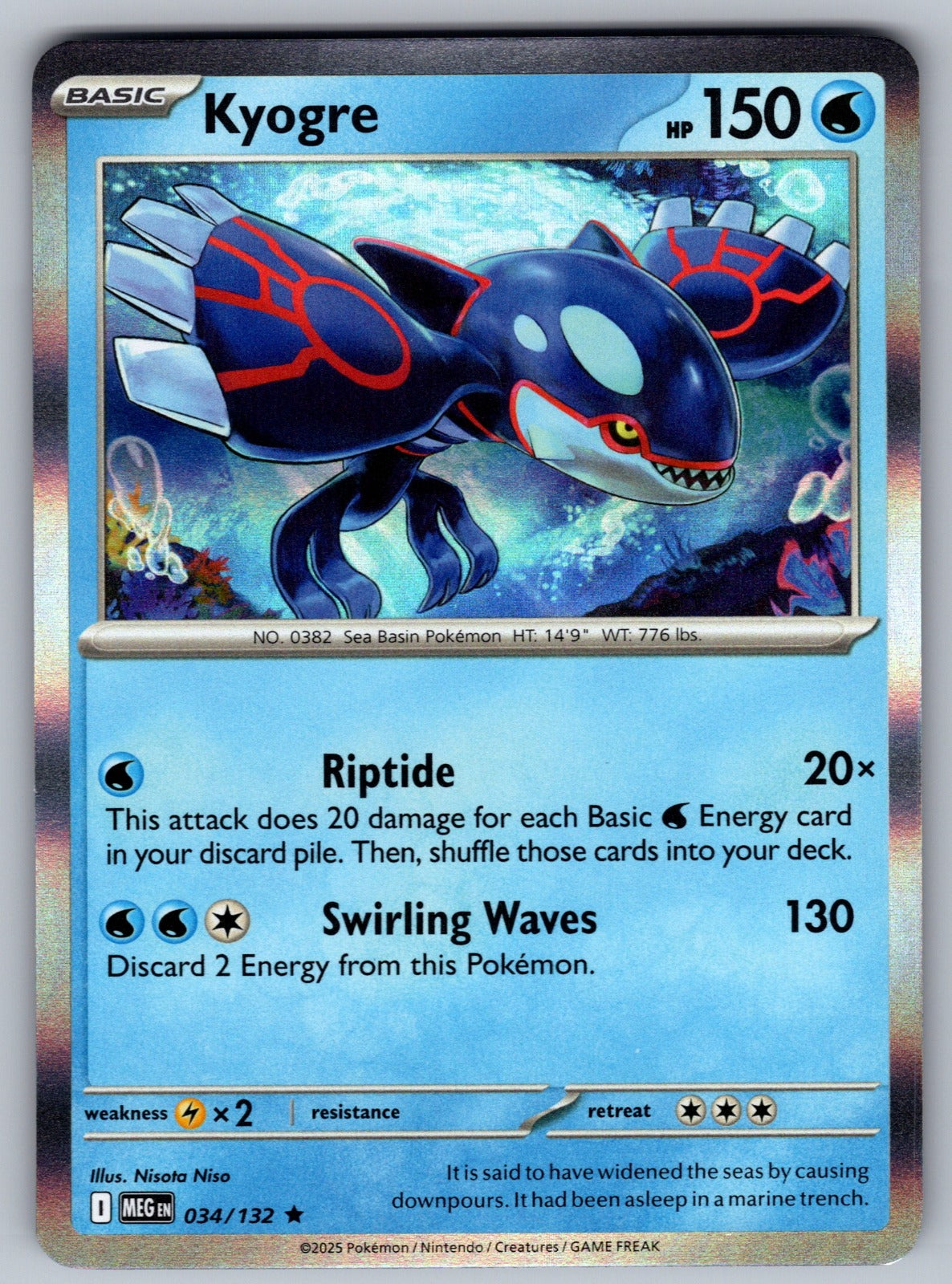 Kyogre Holo Rare ME01: Mega Evolution 034/132 NM 2025