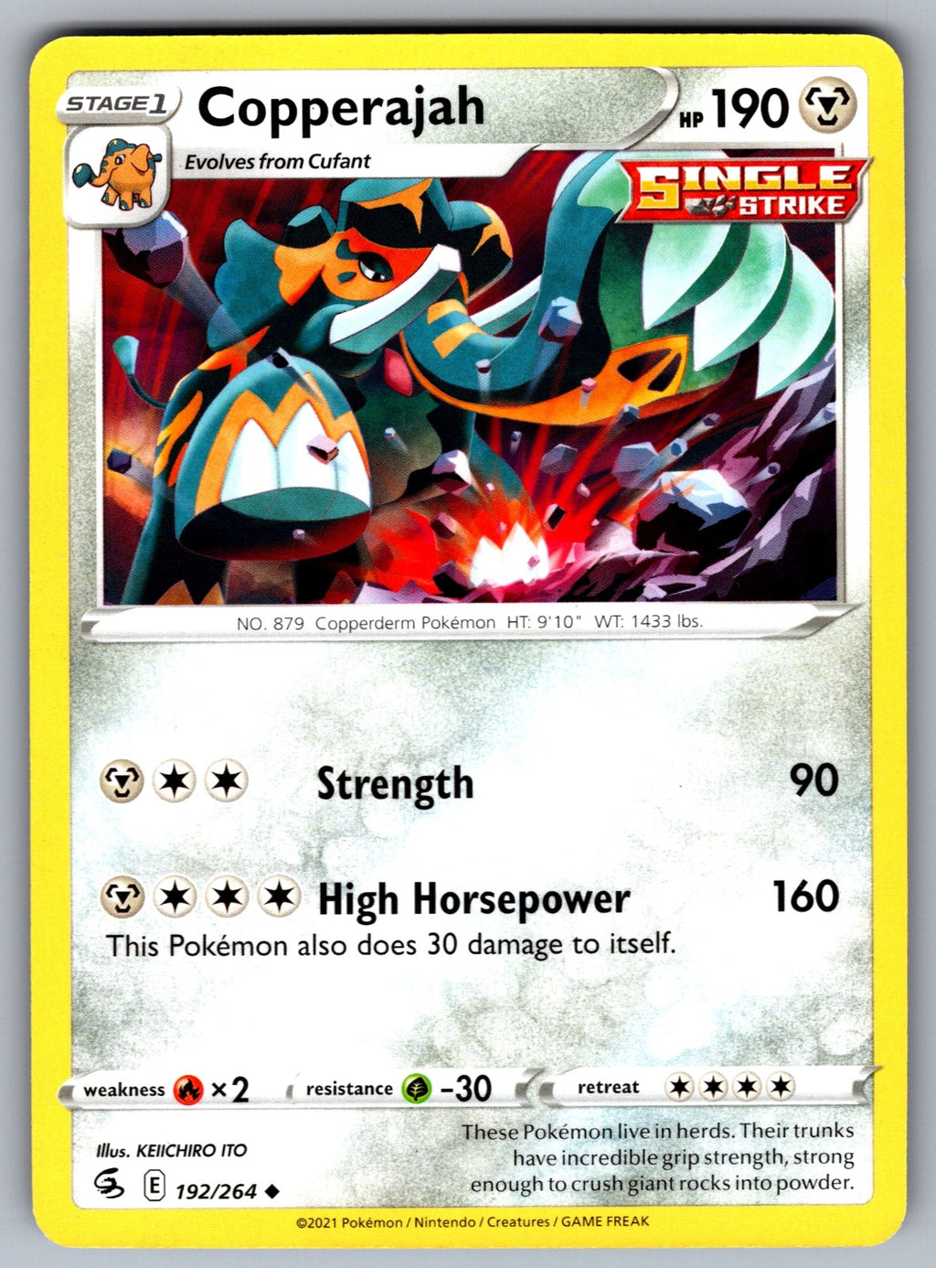 Copperajah Uncommon SWSH08: Fusion Strike 192/264 NM 2021