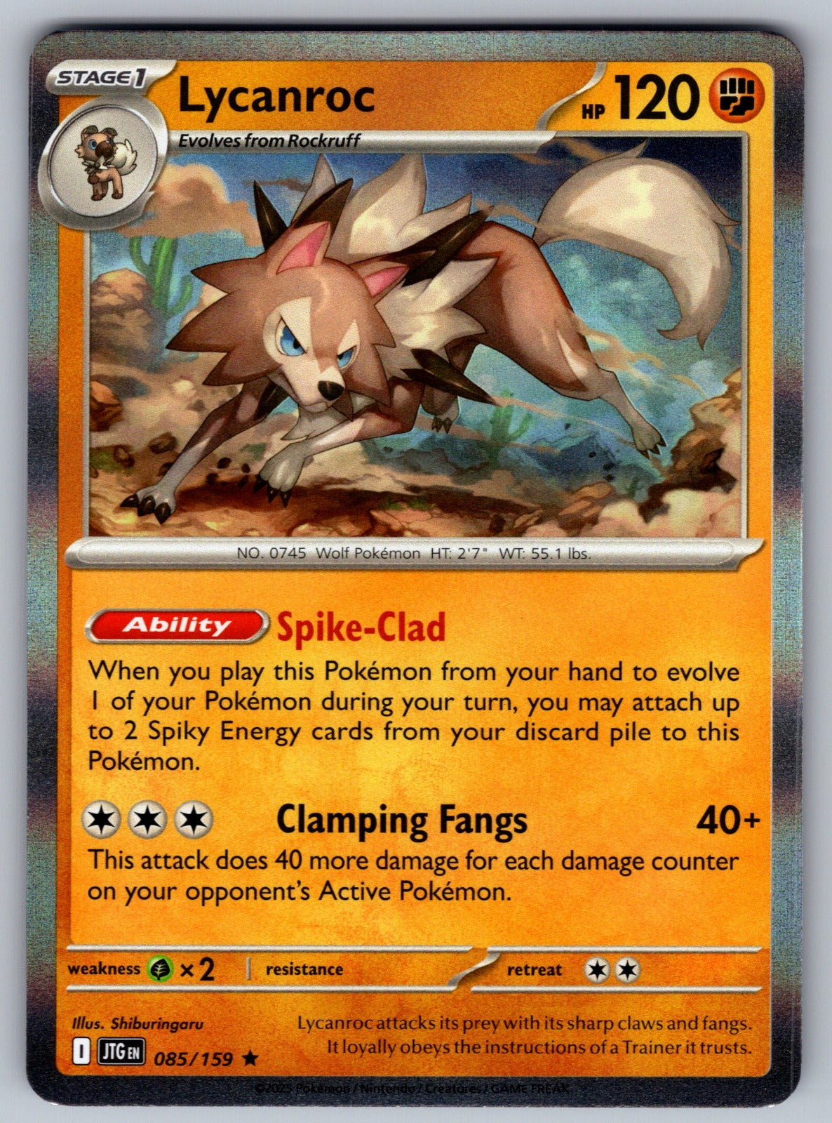 Lycanroc Holo Rare SV09: Journey Together 085/159 NM 2025