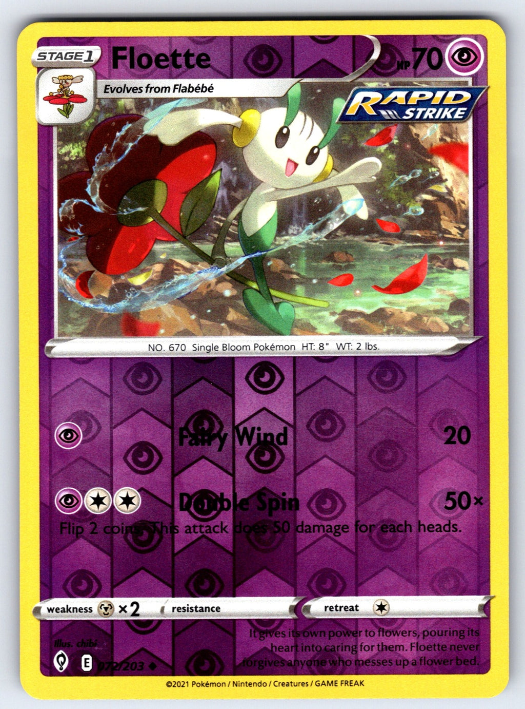 Floette Reverse Holo Uncommon SWSH07: Evolving Skies 072/203 NM 2021