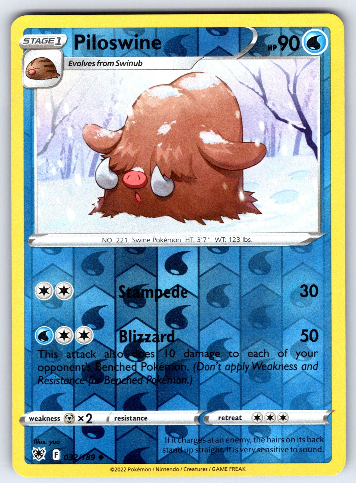 Piloswine Reverse Holo Uncommon SWSH10: Astral Radiance 032/189 NM 2022