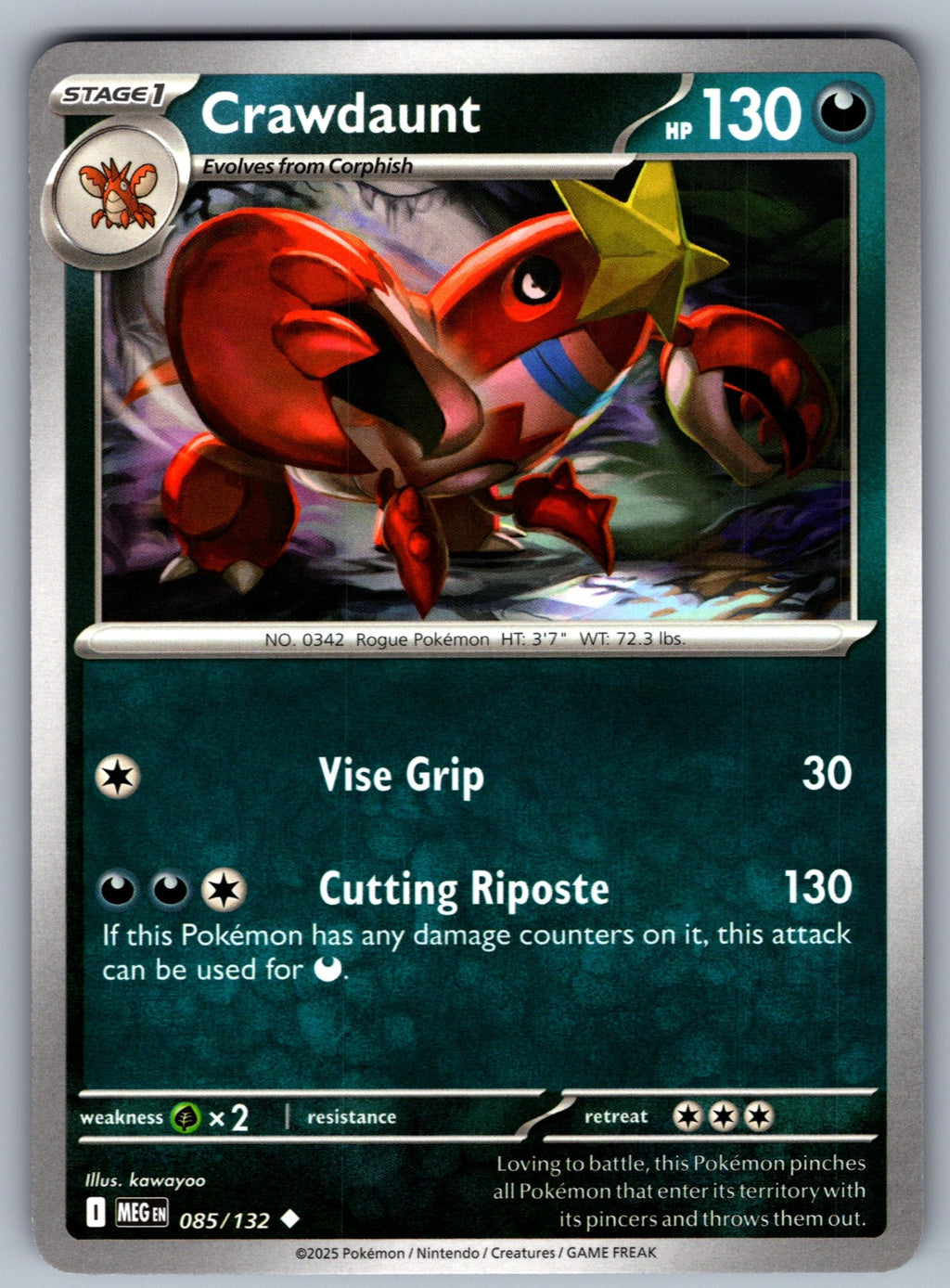 Crawdaunt Uncommon ME01: Mega Evolution 085/132 NM 2025