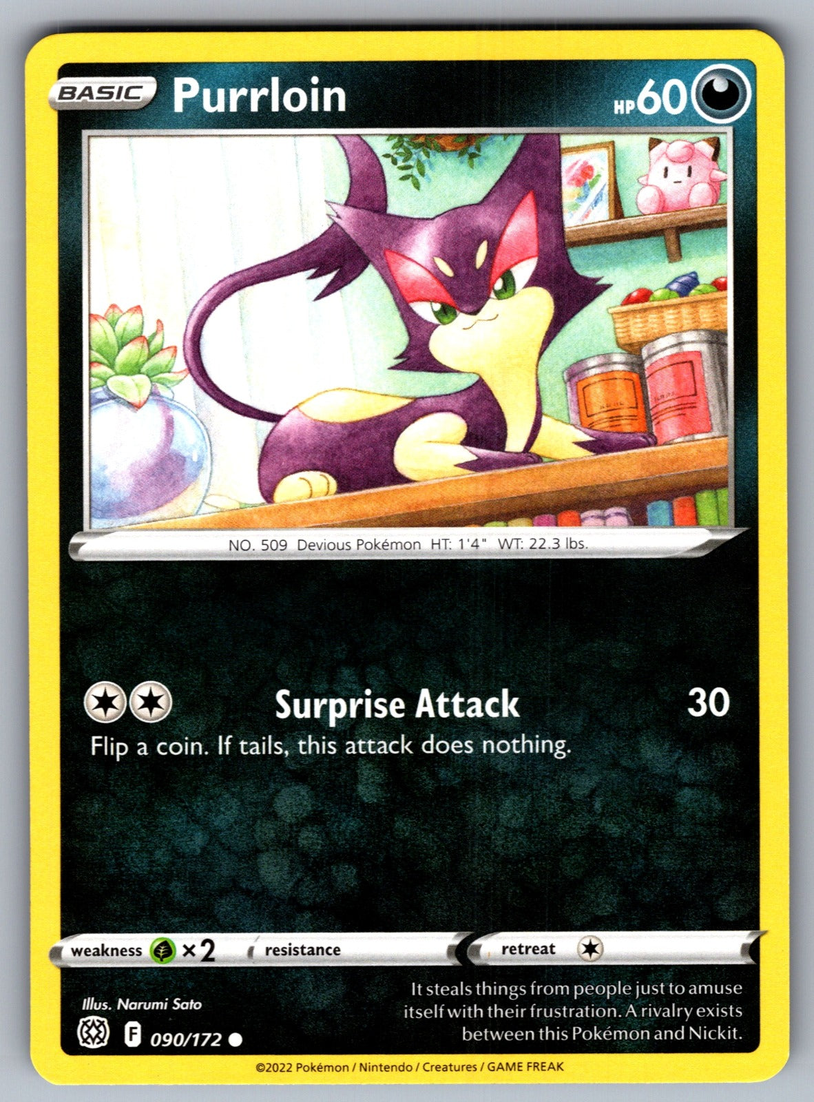 Purrloin Common SWSH09: Brilliant Stars 090/172 NM 2022