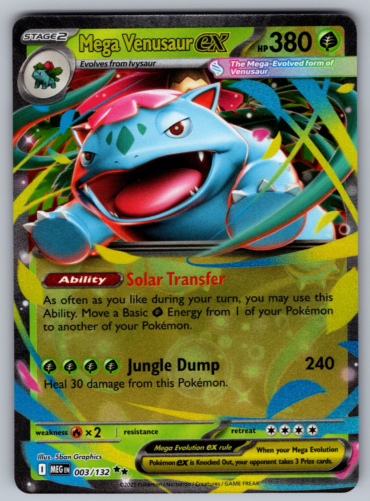 Mega Venusaur ex - Holo Double Rare ME01: Mega Evolution 003/132 NM 2025