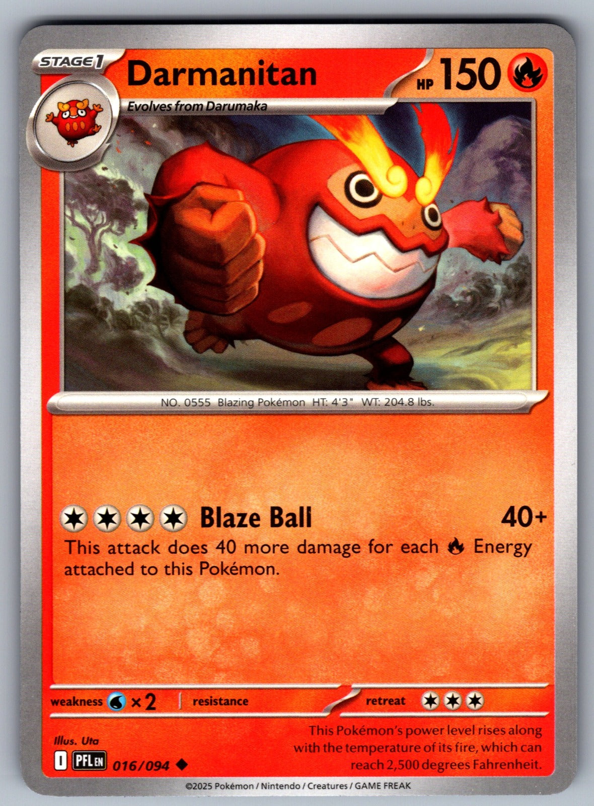 Darmanitan Uncommon ME02: Phantasmal Flames 016/094 NM 2025