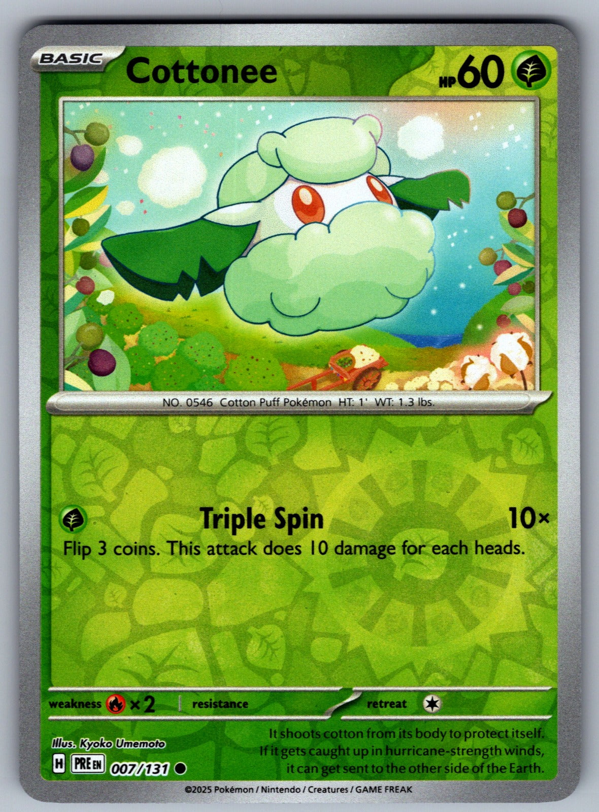Cottonee Reverse Holo Common SV: Prismatic Evolutions 007/131 NM 2025