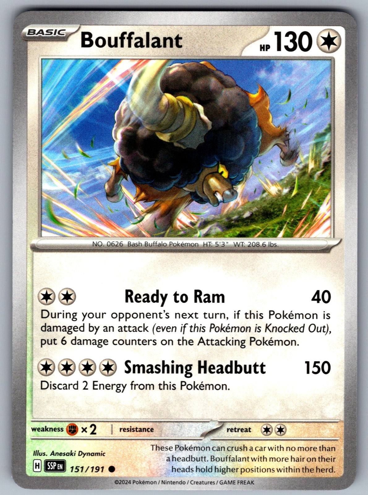 Bouffalant Common SV08: Surging Sparks 151/191 NM 2024