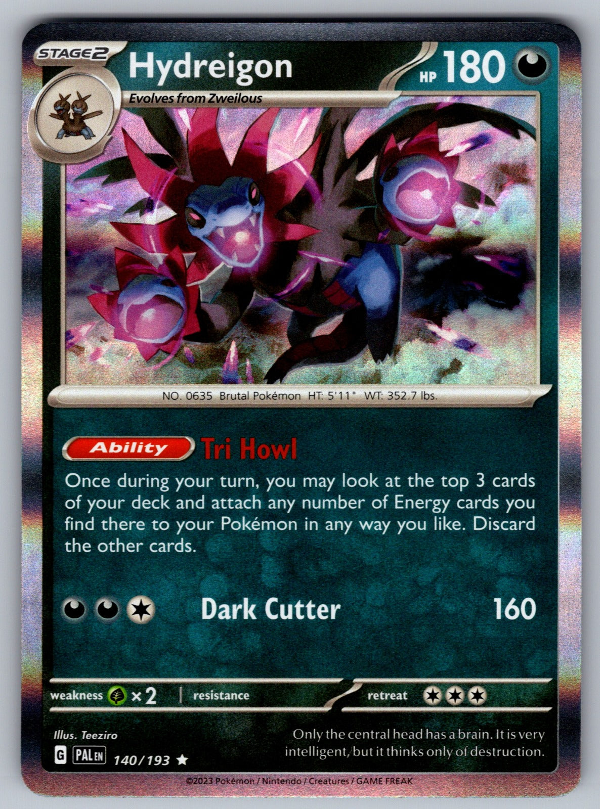 Hydreigon Holo Rare SV02: Paldea Evolved 140/193 NM 2023
