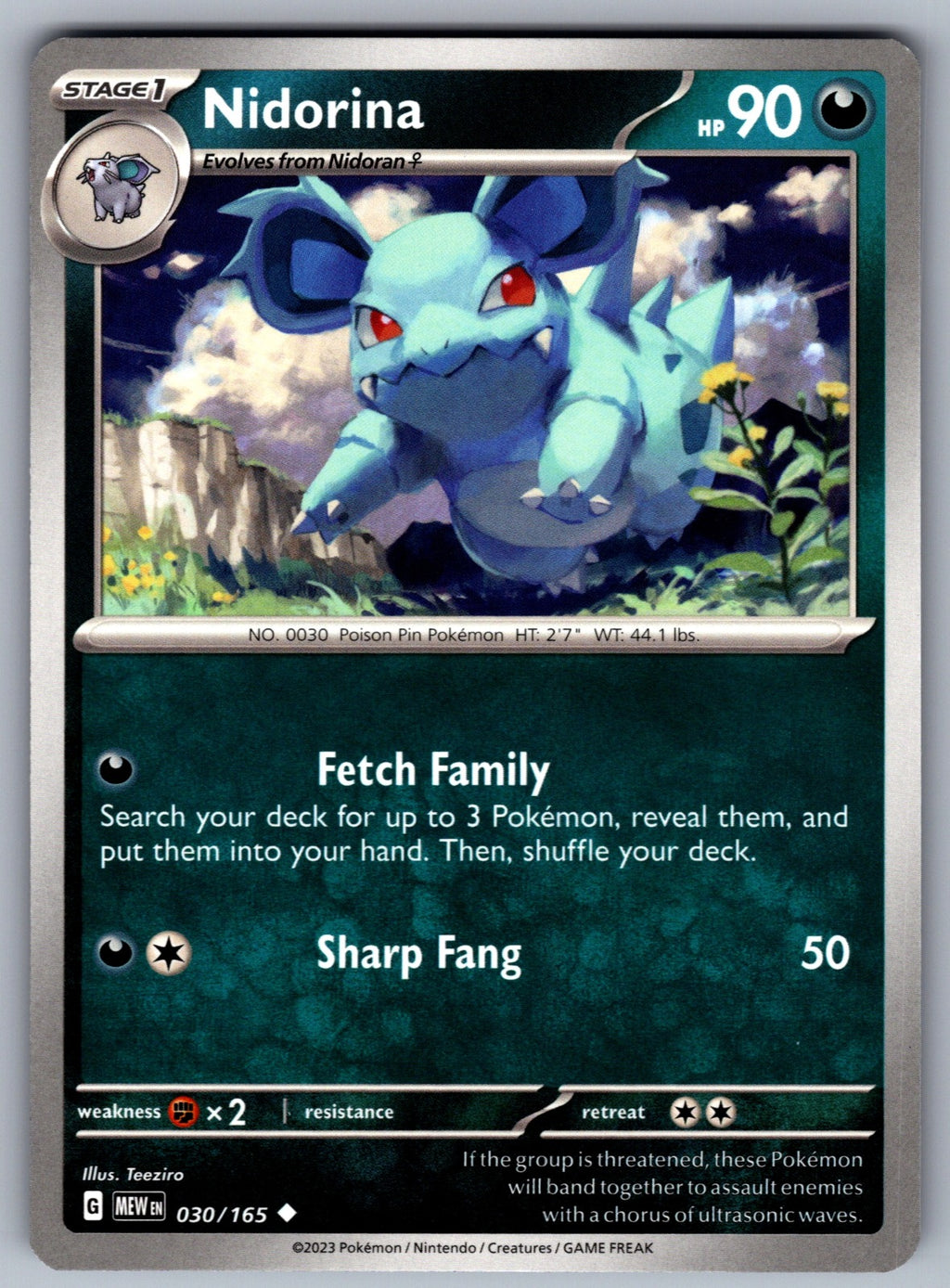 Nidorina Uncommon SV: Scarlet & Violet 151 030/165 NM 2023