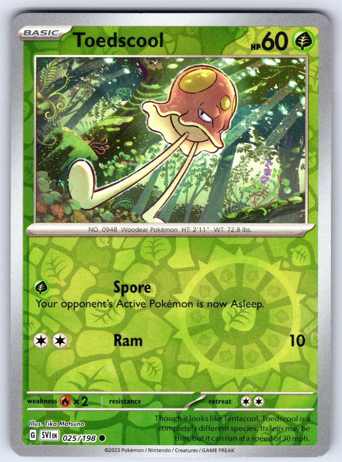 Toedscool Reverse Holo Common SV01: Scarlet & Violet Base Set 025/198 NM 2023