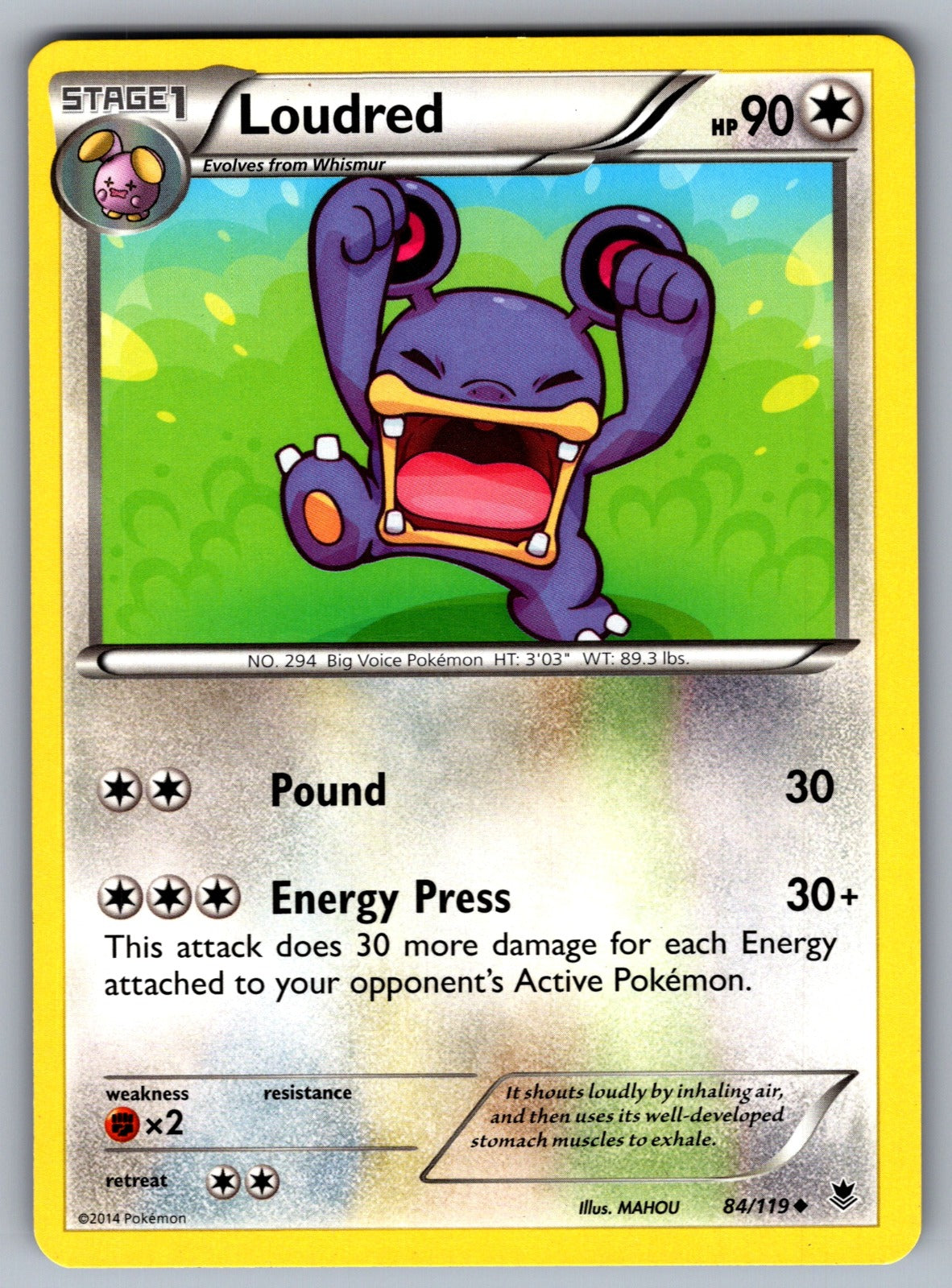 Loudred Uncommon XY - Phantom Forces 84/119 LP 2014