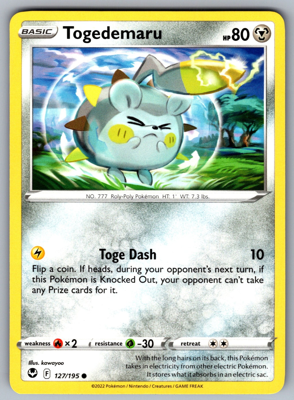 Togedemaru Common SWSH12: Silver Tempest 127/195 NM 2022